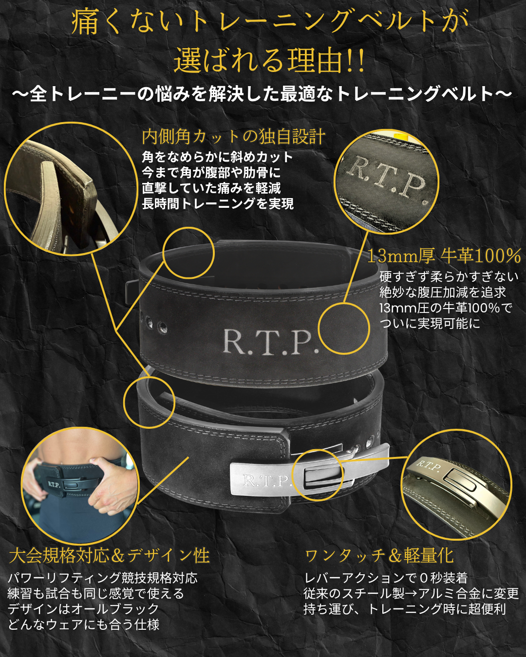 痛くないトレーニングベルト "レバーアクションタイプ”