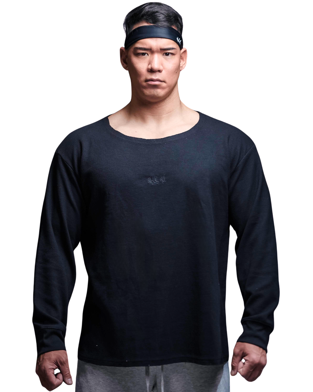 WAFFLE RAGTOP LONG T-SHIRTS BLK