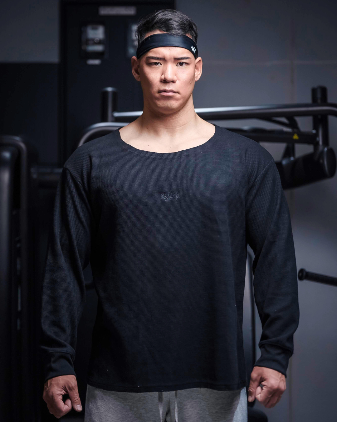 WAFFLE RAGTOP LONG T-SHIRTS BLK